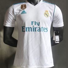 2017/18 RM Home White Retro Player Version Soccer Jersey 球员版带胸前章