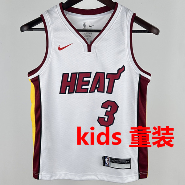 2024/25 Miami Heat WADE #3 White Kids NBA Jersey