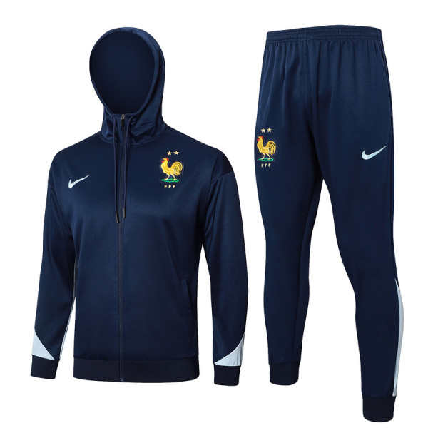 2025 France Sapphire Blue Hoody Zipper Jacket