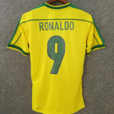 Ronaldo # 9 Brazil Home Retro Fans Soccer Jersey 1998 ★★