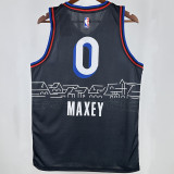 2021 76ers MAXEY #0 Sapphire Blue City Edition NBA Jerseys 热压