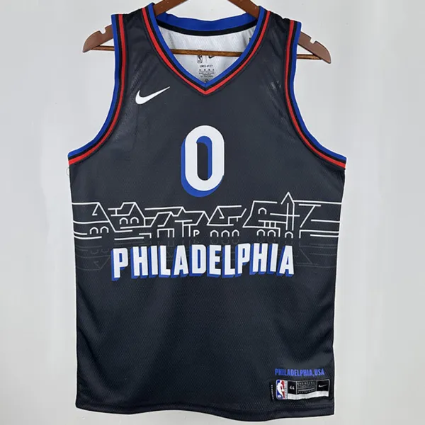 2021 76ers MAXEY #0 Sapphire Blue City Edition NBA Jerseys 热压