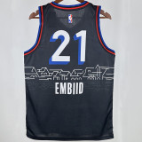 2021 76ers EMBIID #21 Sapphire Blue City Edition NBA Jerseys 热压