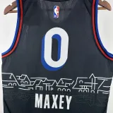 2021 76ers MAXEY #0 Sapphire Blue City Edition NBA Jerseys 热压