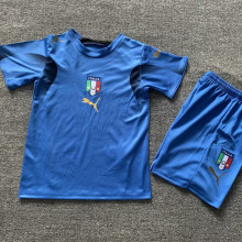 2006 Italy Home Blue Kids Retro Soccer Jersey