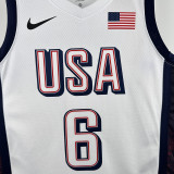 2024 Team USA JAMES #6 White NBA Jersey