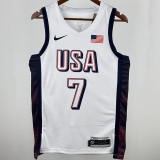 2024 Team USA DURANT #7 White NBA Jersey