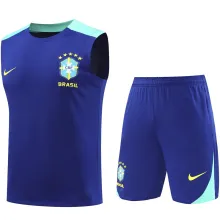 2025 Brazil Sapphire Blue Vest Training Jersey(A Set)