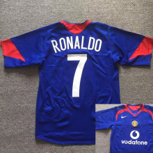 RONALDO #7 M Utd Away Blue Retro Soccer Jersey 2005/06 ★★