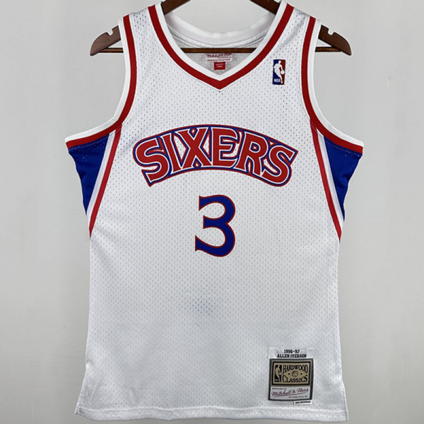 1996/97 76ers IVERSON #3 White Retro NBA Jersey