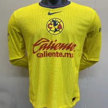 2024/25 Club America Home Yellow Player Version Long Sleeve  Jersey 长袖
