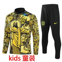 2025 Brazil Yellow Kids Sweater Tracksuit