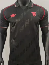 2025 M Utd Black Retro Style Player Version Soccer Jersey