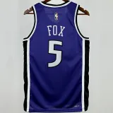 2024/25 Kings FOX #5 purple Retro NBA Jerseys 热压