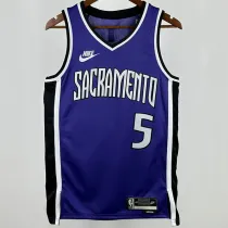 2024/25 Kings FOX #5 purple Retro NBA Jerseys 热压