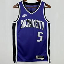 2024/25 Kings FOX #5 purple Retro NBA Jerseys 热压