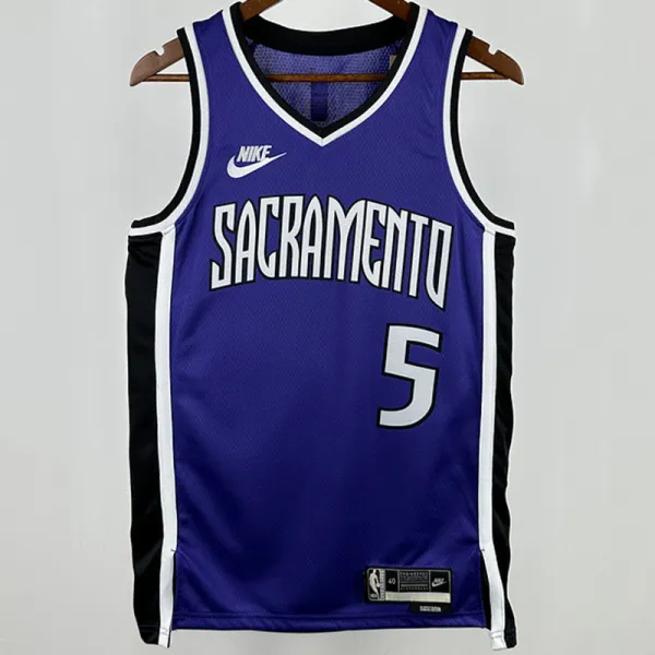 2024/25 Kings FOX #5 purple Retro NBA Jerseys 热压