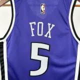 2024/25 Kings FOX #5 purple Retro NBA Jerseys 热压