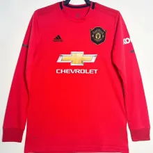 2019/20 M Utd Home Red Retro Long Sleeve Retro Soccer Jersey