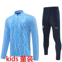 2025 Man City Sky Blue Kids Sweater Tracksuit