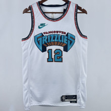 2025 Grizzlies MORANT #12 White Retro NBA Jerseys Hot Pressed
