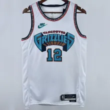 2025 Grizzlies MORANT #12 White Retro NBA Jerseys Hot Pressed
