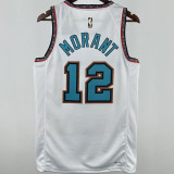2025 Grizzlies MORANT #12 White Retro NBA Jerseys Hot Pressed