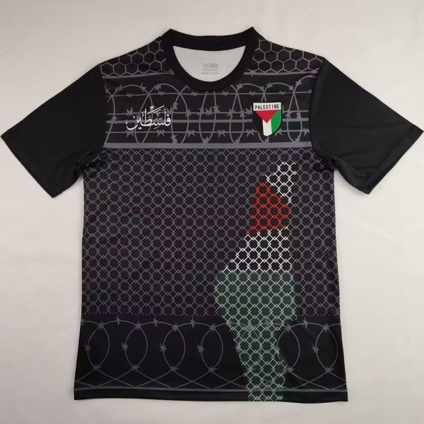 2024 Palestine Black Retro Style  Fans Soccer Jersey