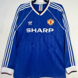 1986-1988 M Utd Third BlueLong Sleeve Retro Soccer Jersey