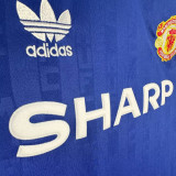 1986-1988 M Utd Third BlueLong Sleeve Retro Soccer Jersey