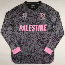 2024/25 Palestine Black Long Sleeve Soccer Jersey 英文