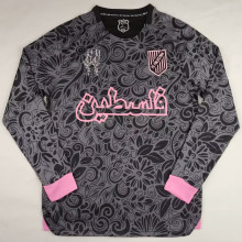 2024/25 Palestine Black Long Sleeve Soccer Jersey 阿拉伯文