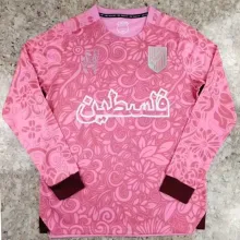 2024/25 Palestine Pink Long Sleeve Soccer Jersey 阿拉伯文