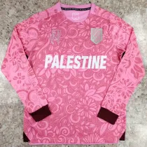 2024/25 Palestine Pink Long Sleeve Soccer Jersey 英文
