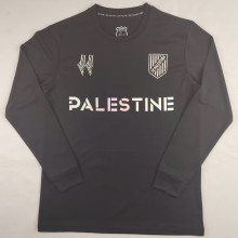 2025 Palestine Black Long Sleeve Soccer Jersey 英文