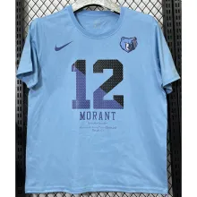2025 Grizzlies MORANT #12 Lake blue High Quality Casual T-Shirt   T191