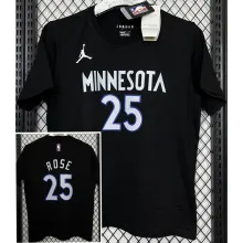 2025 Jordan ROSE #25 Black High Quality Casual T-Shirt T160