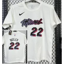 2025 Miami HEAT BUTLER #22 White High Quality Casual T-Shirt  T149