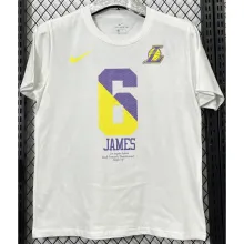 2025 Lakers JAMES #6 White High Quality Casual T-Shirt T190