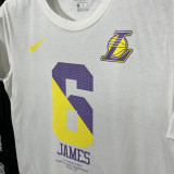 2025 Lakers JAMES #6 White High Quality Casual T-Shirt T190