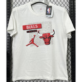 2025 Bulls Jordan White High Quality Casual T-Shirt  T195