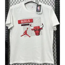 2025 Bulls Jordan White High Quality Casual T-Shirt  T195