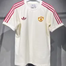 2025 M Utd Beige Cotton Retro Style Jersey
