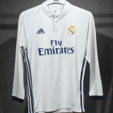 2016/17 RM White Home Retro Player Version Long Sleeve Jersey 球员版