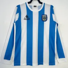 1986 Argentina Home Retro Long Sleeve Soccer Jersey