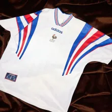 1996 France White Away Retro Soccer Jersey