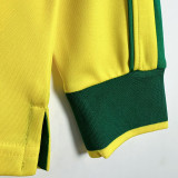 1998 Brazil Home Yellow Retro Long Sleeve Jersey (No small fonts on the chest)