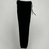 2025 TNF Black Pure Cotton Sports Trousers Zipper style