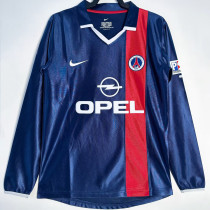 2001/2002 PSG Home Retro Long Sleeve Soccer Jersey