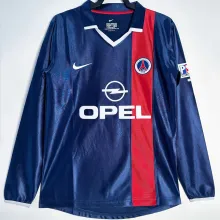 2001/2002 PSG Home Retro Long Sleeve Soccer Jersey